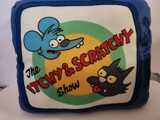 2018 Itchy  Scratchy Show Pillow Plush The Simpsons Universal Studios 12 x 10