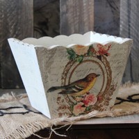 Vintage Holzblumentopf 17 X 17 X 12 Cm Deko Landhaus Shabby Blumentopf ÜBertopf