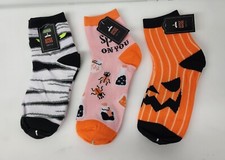 Halloween Socks Adult Size 9-11 Put Spell On You Jackolantern Glow In Dark Lot 3