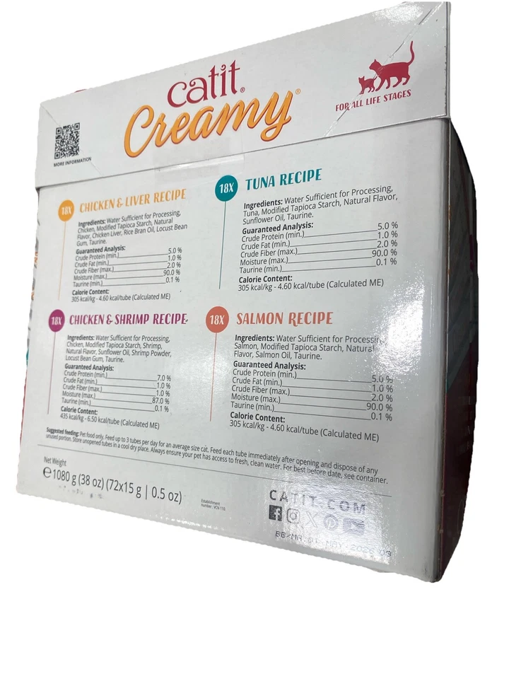 Golosinas para gatos en un tubo gatito bocadillos suaves lamibles saludables 72 paquetes exp-05/26 Foto 2 de 3