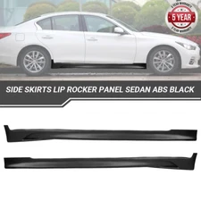 Fit 2014-2023 Infiniti Q50 Side Skirts Lip Rocker Panel Sedan ABS Black 2PCS