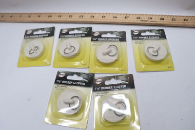(6-Pk) Danco Drain Stopper White Rubber 1-1/2'' 80227