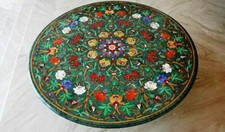 4' green marble table top coffee center center inlay lapis home decor Z117
