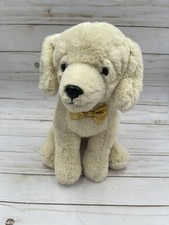 FAO SCHWARZ Golden Retriever Yellow Blonde Lab Plush Gold Bow Tie 12 Dog Puppy