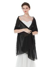 Women Chiffon Shawls and Wraps for Evening Dresses Wedding Party Travel Black