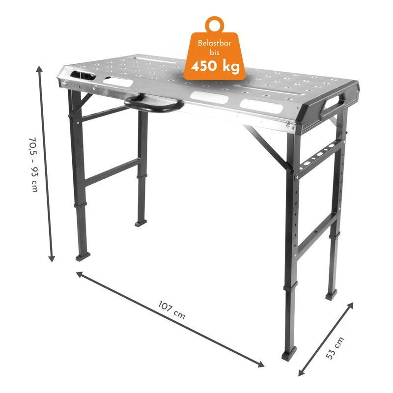 Schweißtisch klappbar, Werkbank höhenverstellbar aus Stahl, Multifunktionstisch  - Bild 2 von 4