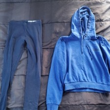 girl large GUESS hoodie and navy leggings