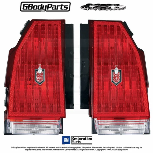 81* 83-86 Monte Carlo SS Tail Light Backup Lamp Lens Assembly w/ Emblem - PAIR