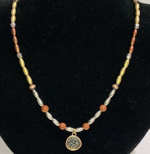 "Collar Western Cobre Oro Plata Multi Piedra Dorada Colgante Dije Collar 18.5""" - Imagen 1 de 6