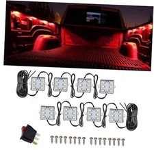 8Pcs LED Truck Bed Light Kit,Rear Work Box Lighting Kit,Cargo Pickup Bed red
