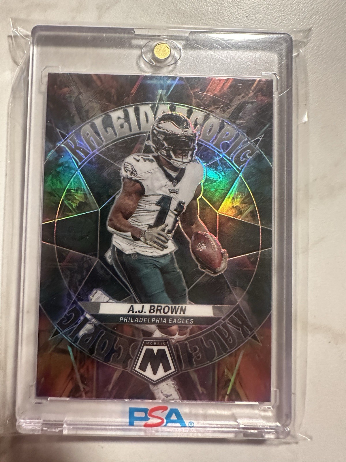 2023 A.J. BROWN CASE HIT Panini Mosaic Kaleidoscopic SSP Eagles JB
