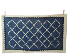 Pottery Barn Roz Crewel Embroidery Blue 16x26 Decorative Pillow Cover