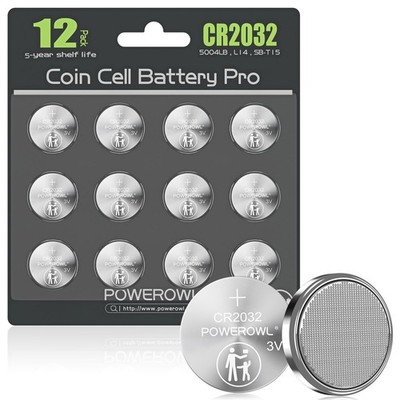 High Capacity CR2032 Battery 12 Pack  CR2032 Lithium 3V Coin Battery Replacem...