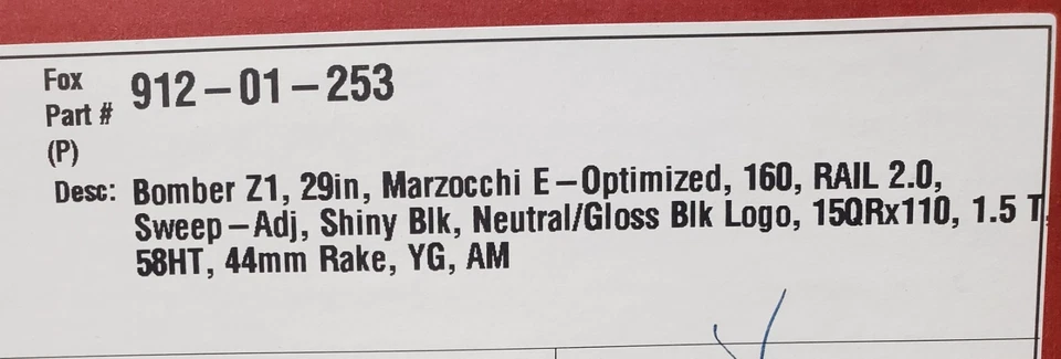 Horquilla Marzocchi Bomber Z1 E-Optimized 29" 160mm 15x110 Boost RAIL Amortiguador Negro Foto 2 de 3