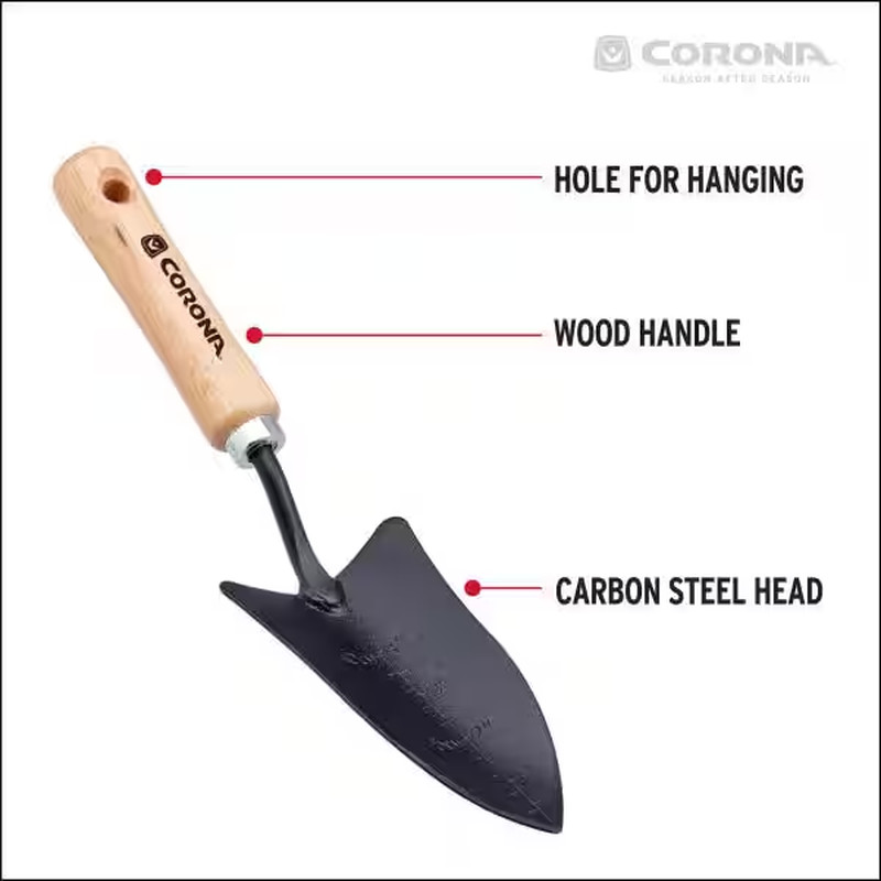 5.25 In. Garden Trowel and Transplanter with Wooden Handle