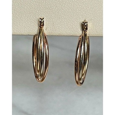 14K MEHRFARBIGE GOLD OVALE CREOLEN HIMMEL