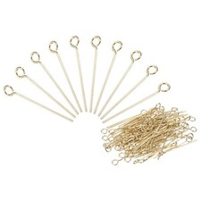 200Pcs Eye Pins Jewelry Findings 22 Gauge 22mm Stainless Steel Eye Pins Gold