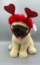 FAO Schwarz 12  Plush Pug Dog with Removable Red Heart Boppers Toy