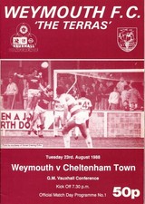 Weymouth v Cheltenham Town 23/08/88 Football Conference
