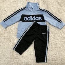 Adidas Infant Baby Track Suit Size 6 Months Light Blue Black EUC