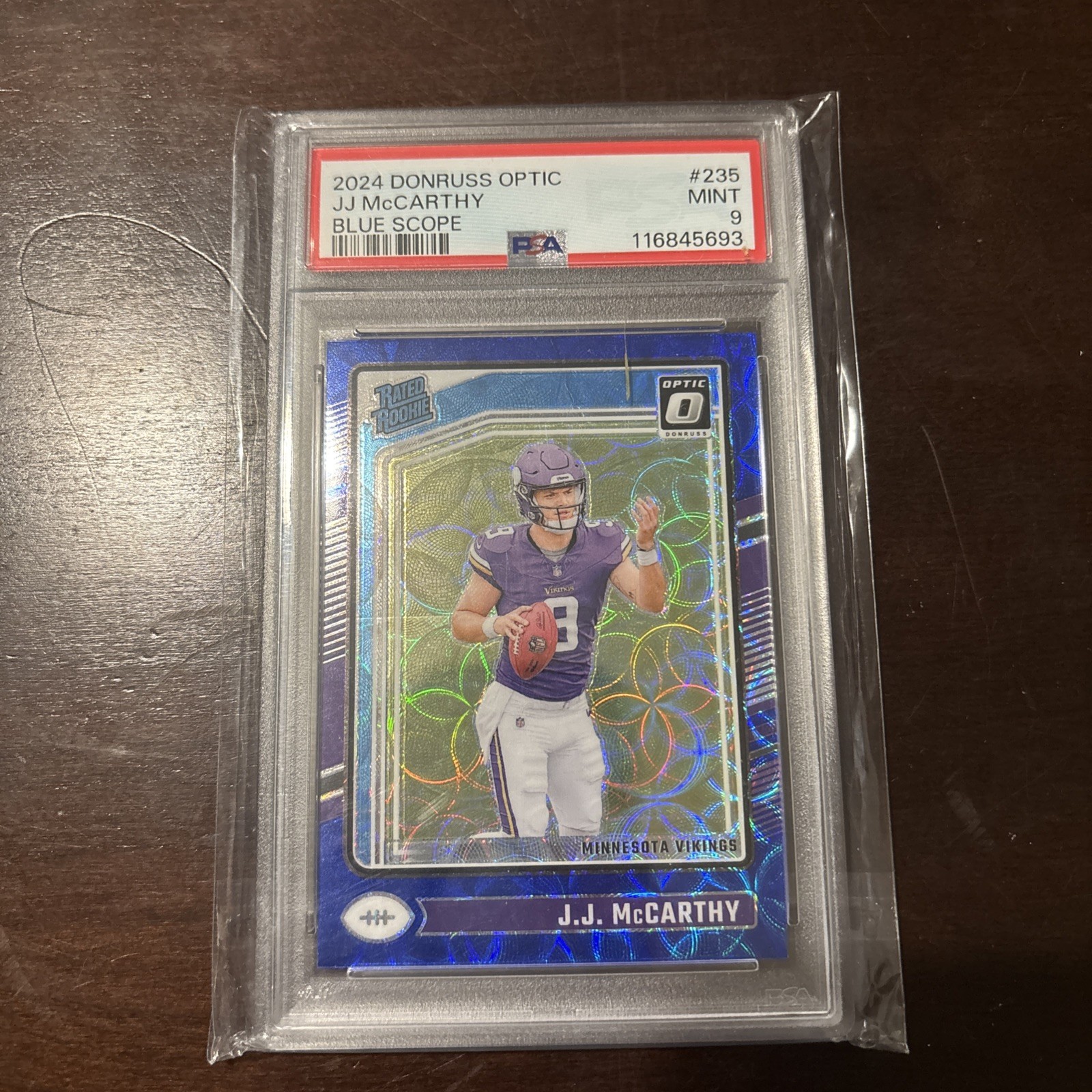 2024 Panini Donruss Optic - Rated Rookie J.J. McCarthy #235 Blue Scope Prizm