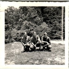 Military Soldiers 1950s Snapshot Photograph Uniforms Group Portrait