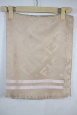 Autentica sciarpa Fendi scialle stola avvolgente 65% cashmere 35% seta beige usata