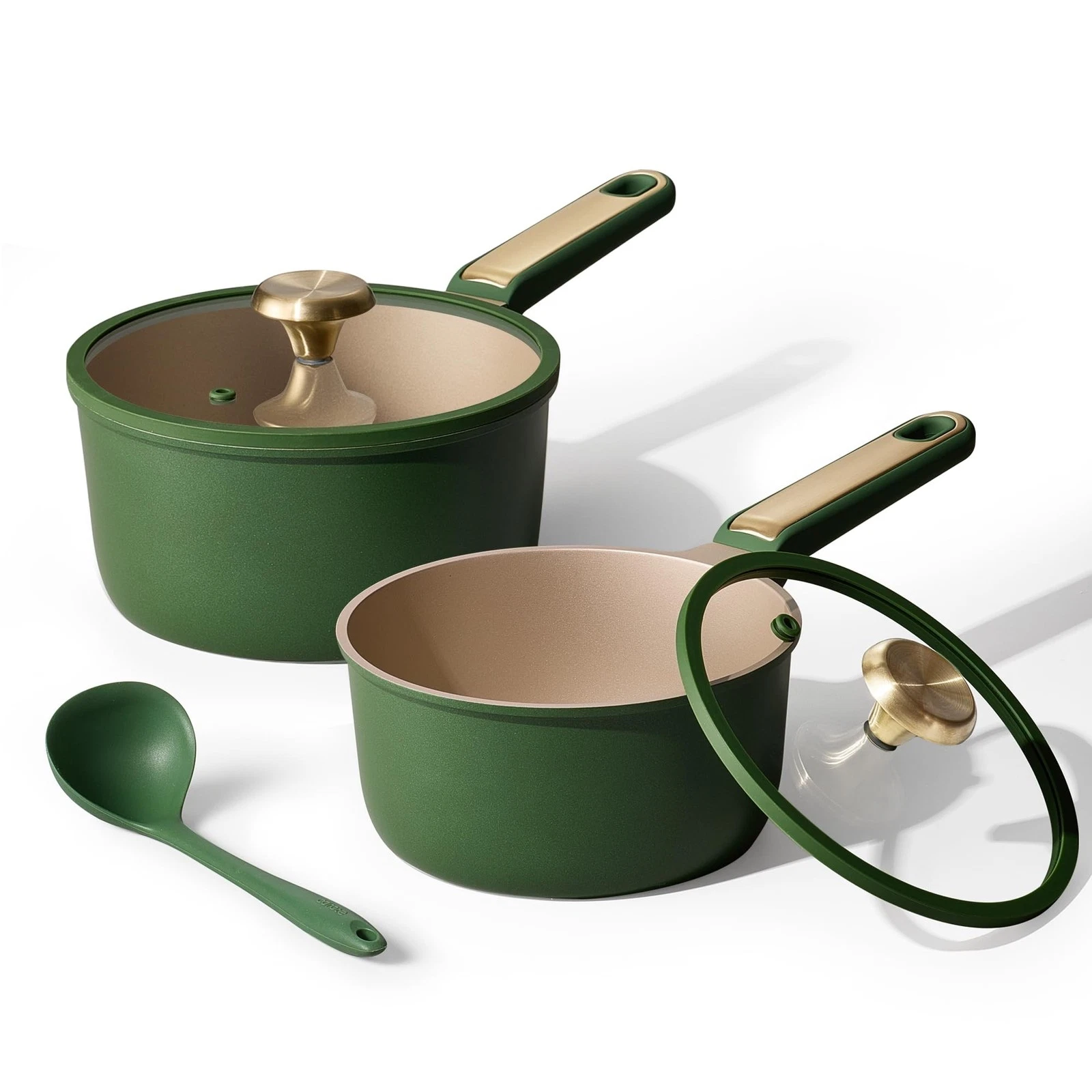 CAROTE 2QT & 2.5QT Sauce Pan Sets with Lid & Ladle Cooking Pots Nonstick Sauc...