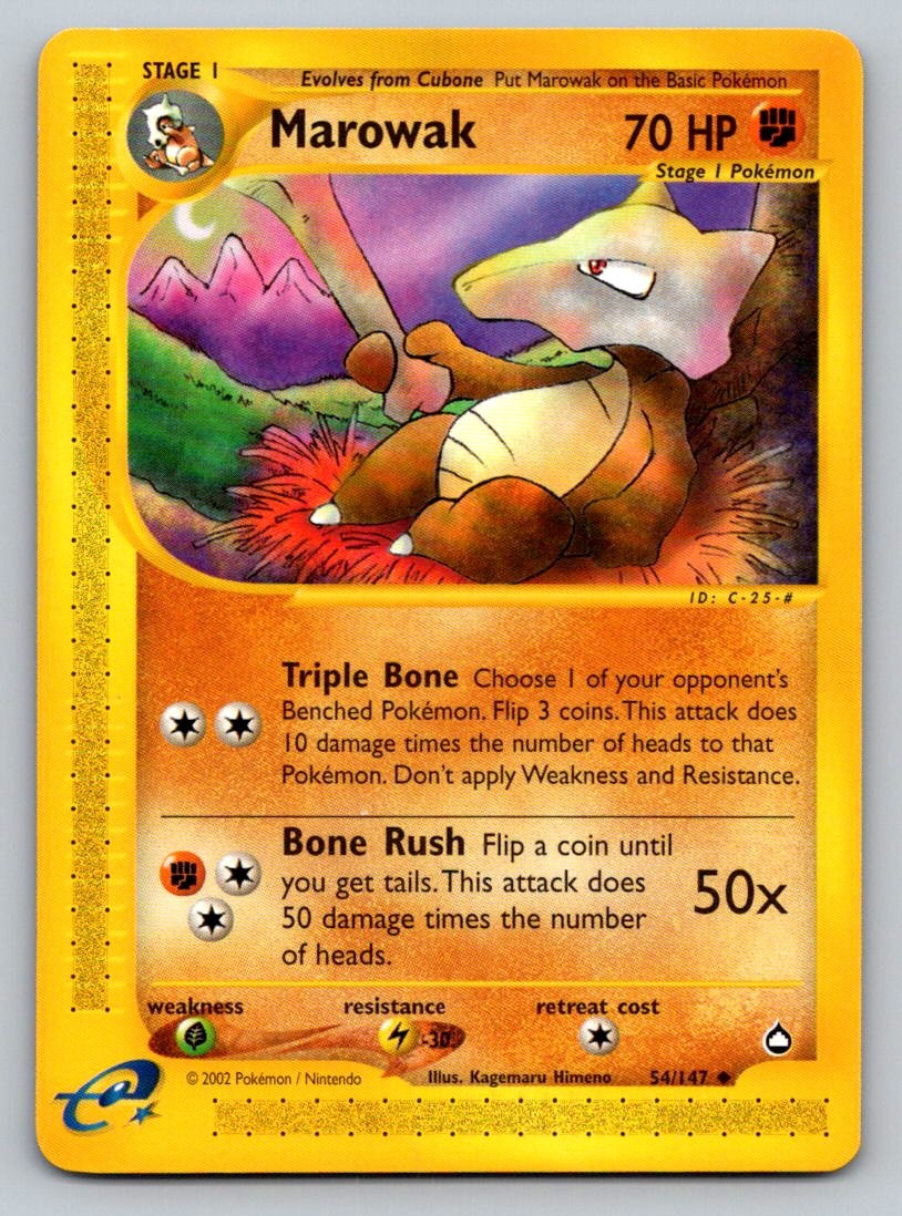 Marowak Pokemon Trading Card Game Uncommon Aquapolis 054/147 NM