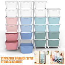 Plastic Drawer Storage Organizer Rolling Cart, with Wheels Casters&6 Drawers UK