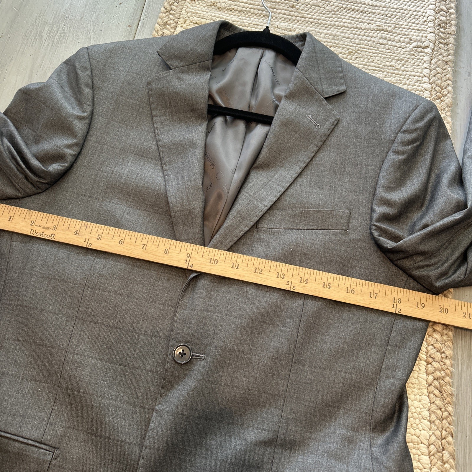 Salvatore Exte Gray Plaid Solid 2 Button Double V… - image 5