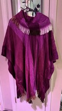 Alpaca Fiber Fuchsia Pink Poncho One Size