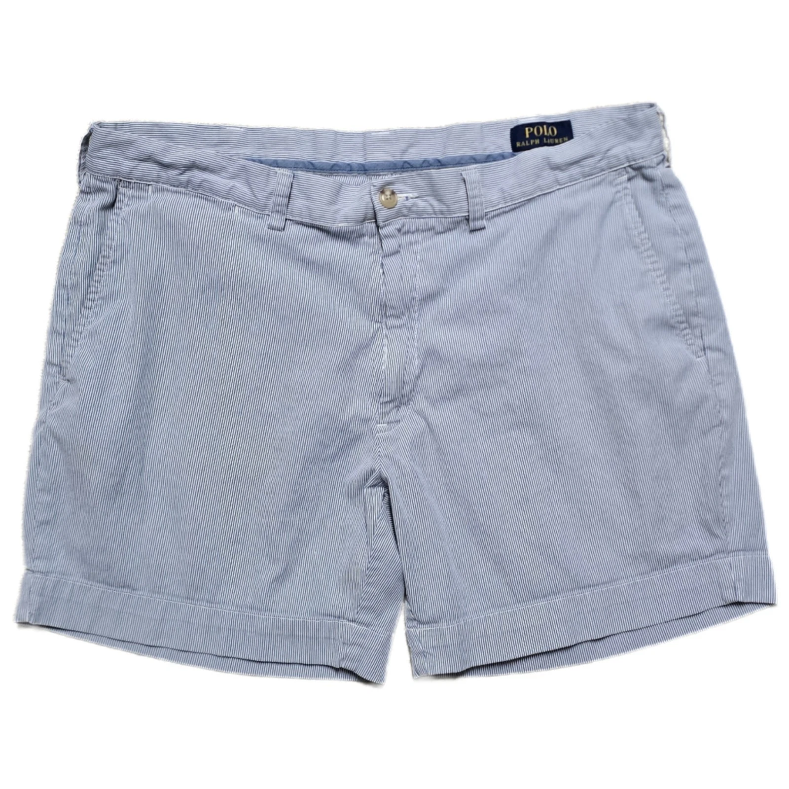 Polo Ralph Lauren Shorts Mens 36 Blue White Striped Classic Fit Chino 6"