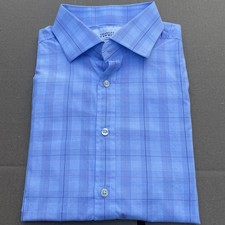 Charles Tyrwhitt Slim Fit 100 Cotton 17/37 French Cuff Blue Check Dress Shirt