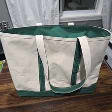 Vintage LL Bean Boat and Tote Bag Zipper Top Large Size Dark Green
