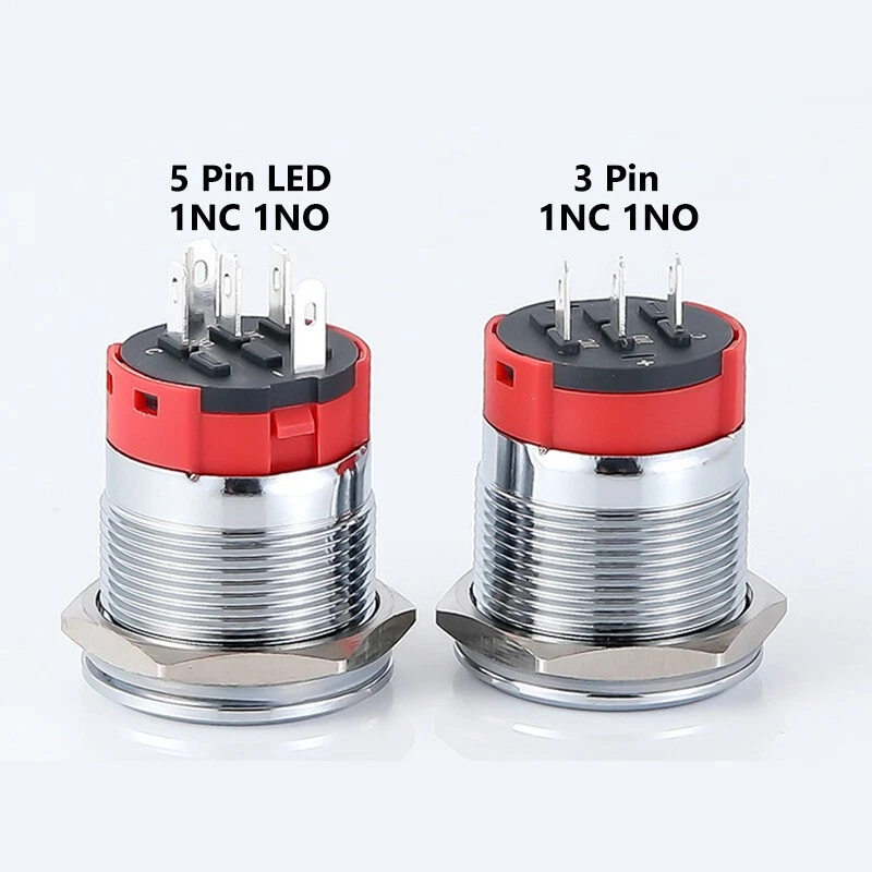 22mm Waterproof IP65 Metal Push Button Switch ON OFF LED Lamp Latching Momentary - Image 4 of 4