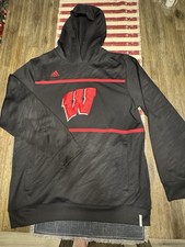 University of Wisconsin Badgers Adidas hoodie Climalite sweatshirt L