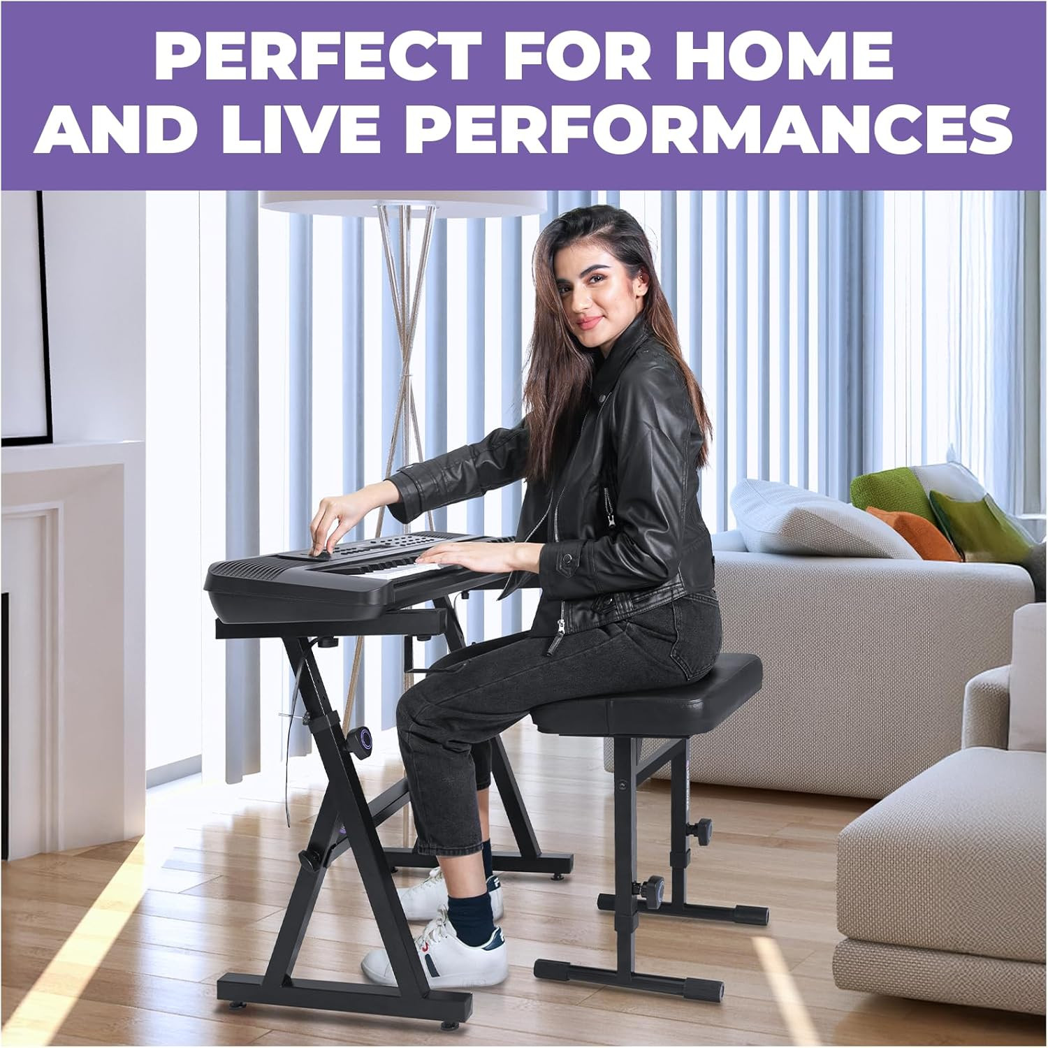 Liquid Stands Set Supporto Tastiera Pianoforte e Panca - Portatile Resistente Digitale P foto 6