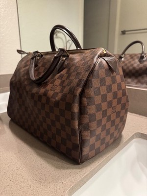 Authentic Louis Vuitton Speedy Red Interior Shoulder Bag 30 Brown Canvas