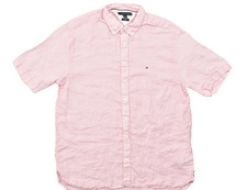 Tommy Hilger Men's Button Down Shirt Short Sleeve Solid Size 2XL Pink Linen
