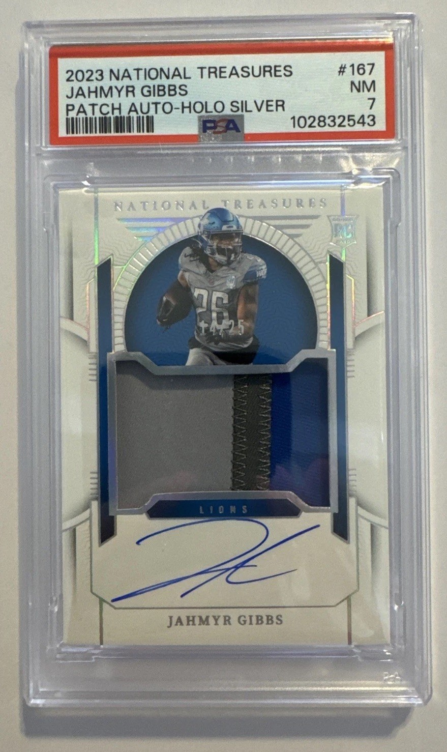 Jahmyr Gibbs Panini National Treasures #167 Patch Autograph-Holo Silver