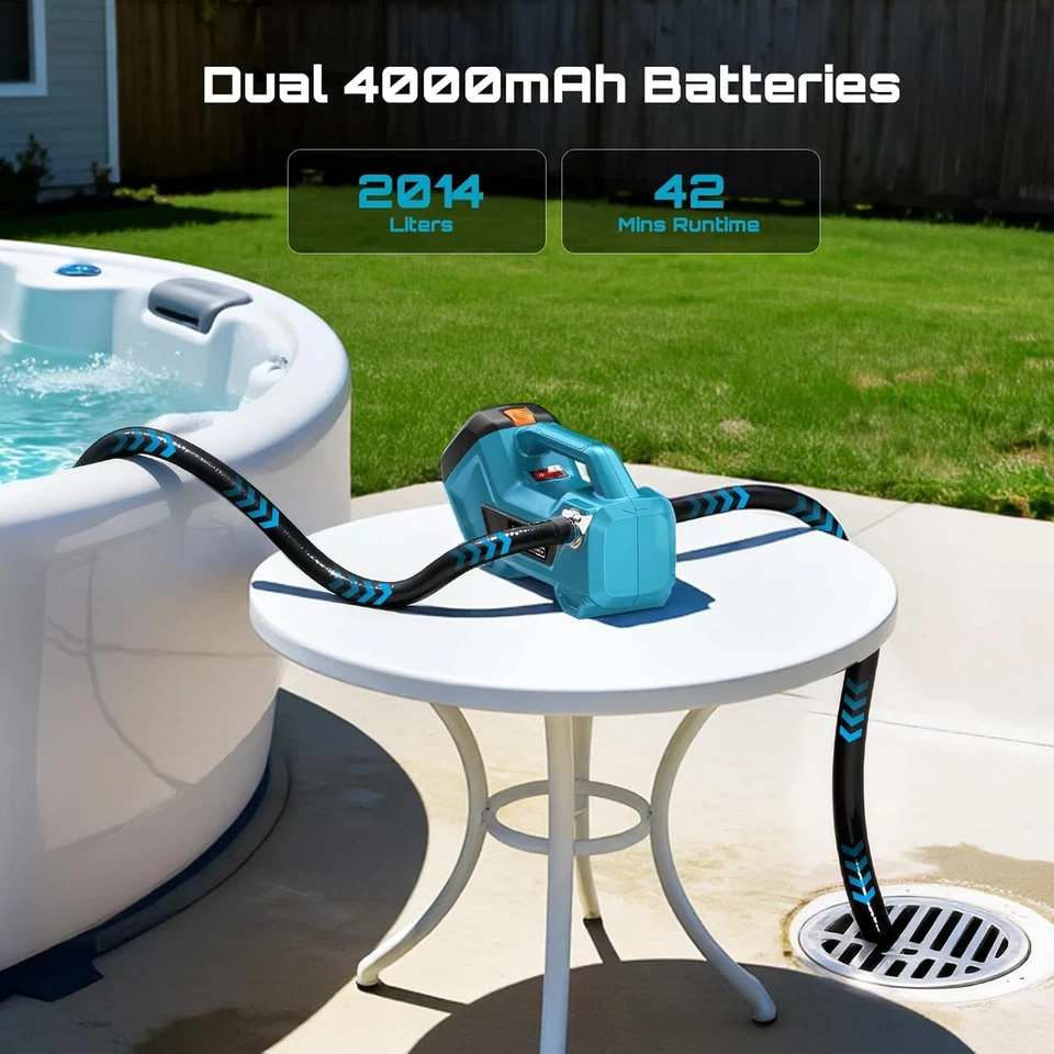 Seesii Cordless Water Transfer Pump 760GPH 2×4,0Ah Self-Priming for RV/Pool/Gard - image 4 of 4