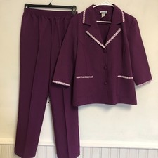 Vintage BLAIR 2PC Pant Set Sz Medium Button Jacket w/Pockets, Pull on Pants