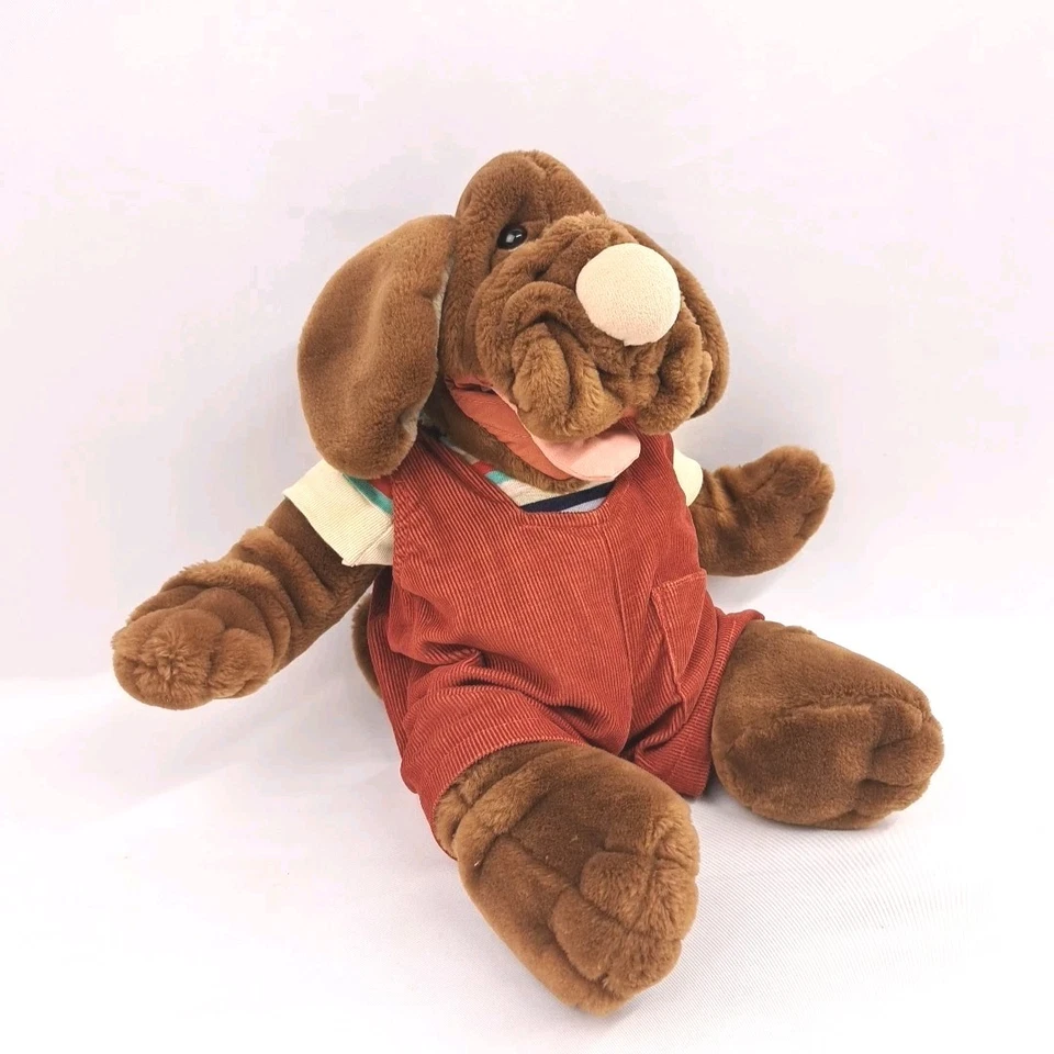 Marioneta de mano de felpa vintage con arrugas para perro Ganz Bros 1981 felpa roja pana Foto 4 de 4