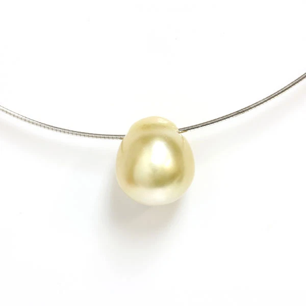 South Sea Golden Pearl Omega Necklace Detachable Clasp 12MM 14k White Gold