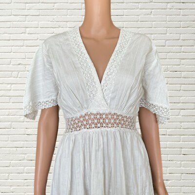 white lace mexican dress Off White Vintage Boho Mexican Dress Women, Pintucked Dress, Bohemian Civil Wedding Dress, Ruffled Dress, Cotton, 70s Style Slip Dress