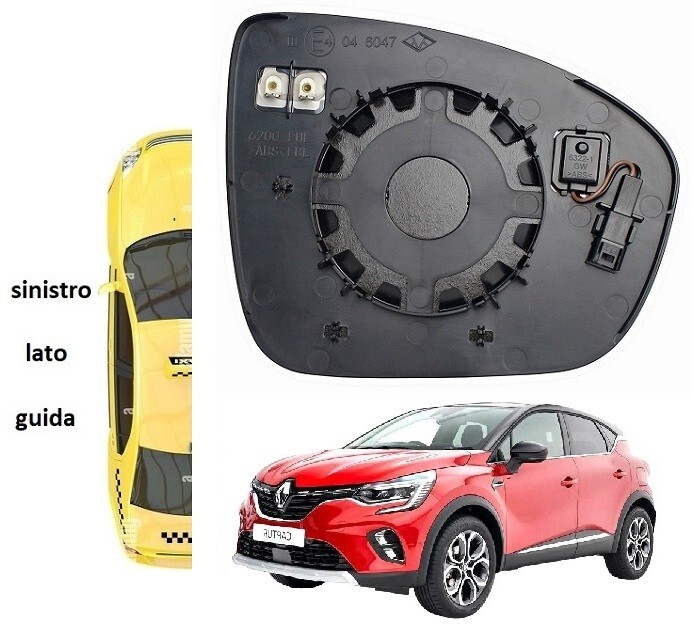 PIASTRA SPECCHIO RETROVISORE SX TERMICA RENAULT CAPTUR DAL 2019 IN POI - BLIS