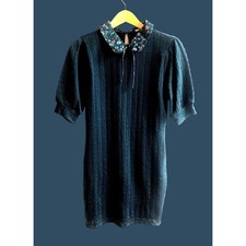 -KINGSTON GREY-WOMENS FORREST GREEN BACK BUTTON CLOSE KNIT DRESS SIZE X-LARGE