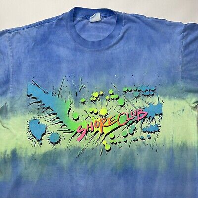 Vintage Shore Club T Shirt Single Stitch Mens XL 90s Graphic Neon