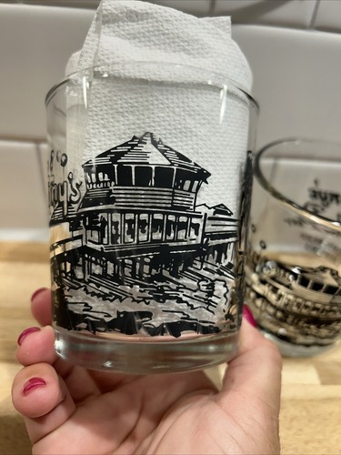 VINTAGE TONY'S ON THE PIER COCKTAILGLAS SET MIT 2 GLÄSERN Minty So-Cal Cool!! - Bild 4 von 6